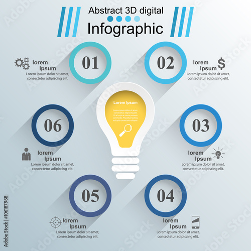 Business Infographics origami style Vector illustration. Bulb icon. Light icon.
