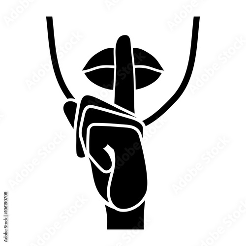 Silence Icon.  Fingers and Lips Whisper Sign. Vector