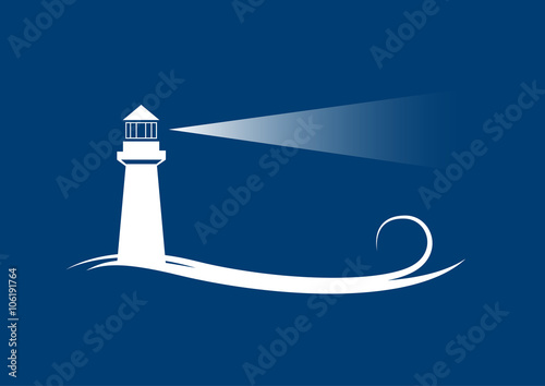 Vector banner lighthouse in blue background photo
