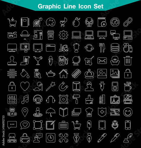 Graphic shop line icon set 