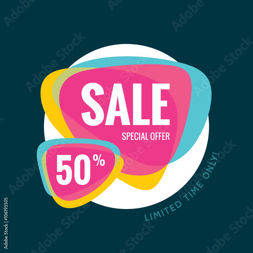 Sale abstract vector banner - special offer 50% - limited time only. Sale vector banner. Sale abstract background. Super big sale design layout. Sale banner for website. Sale banner template.