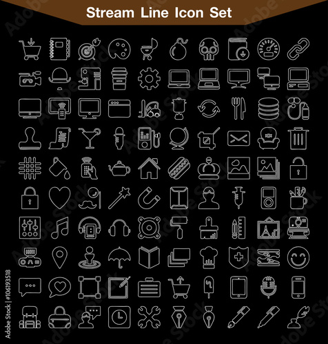 Stream line icon set