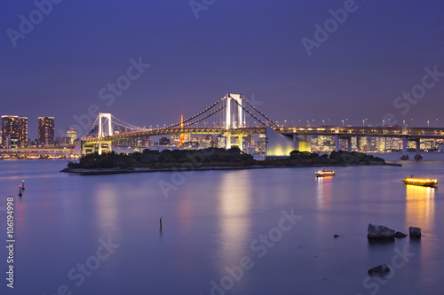 Tokyo Rainbow Bridge in Tokyo  Japan at night