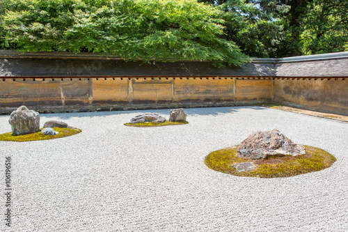 Stone garden of Ryoan-ji temple in Kyoto, Japan