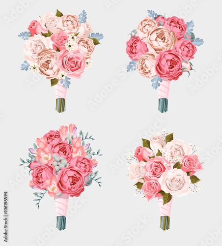 Set of wedding bouquets