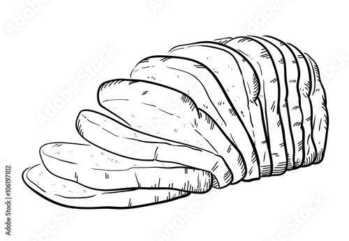 Bread Sketch, a hand drawn vector illustration sketch of a sliced bread.