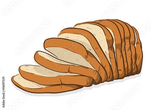 Bread, a hand drawn vector illustration of a sliced bread.
