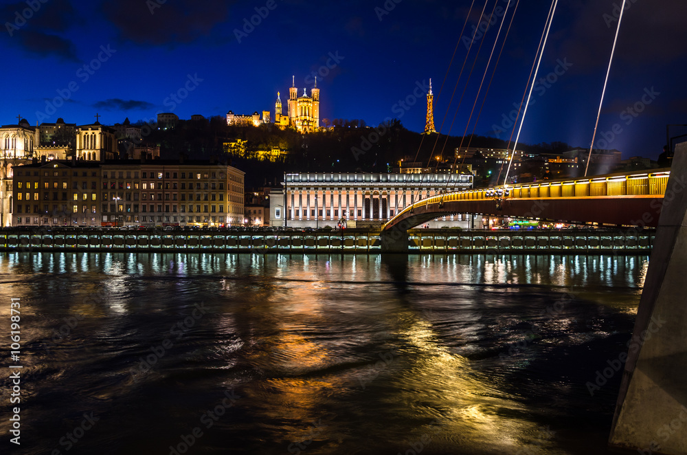 View on Palais de Justice Historique, Lyon, France