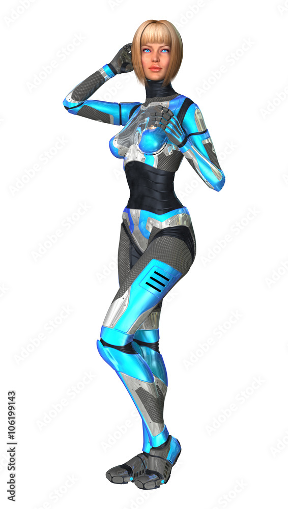 Female Cyborg on White
