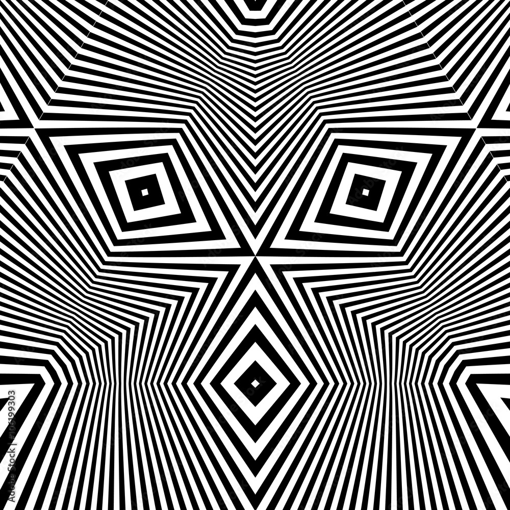 Black and White Background Pattern With Optical Illusion Vector