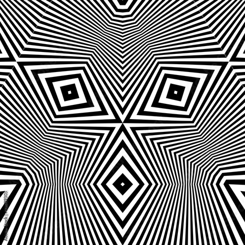 Black and White Background. Pattern With Optical Illusion. Vector Illustration.
