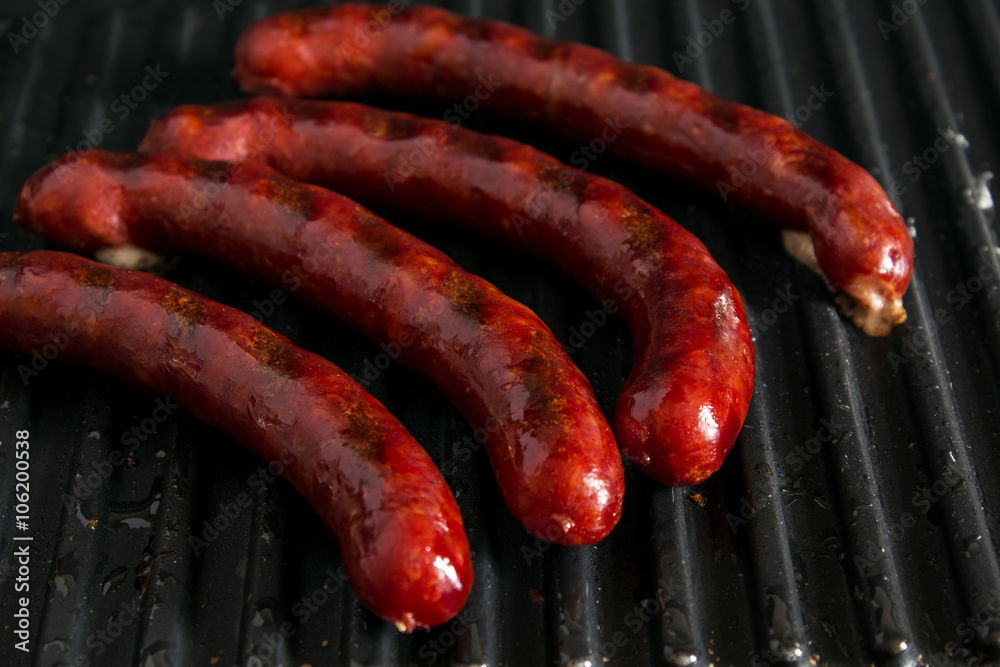 Fototapeta premium Bavarian sausages on the grill