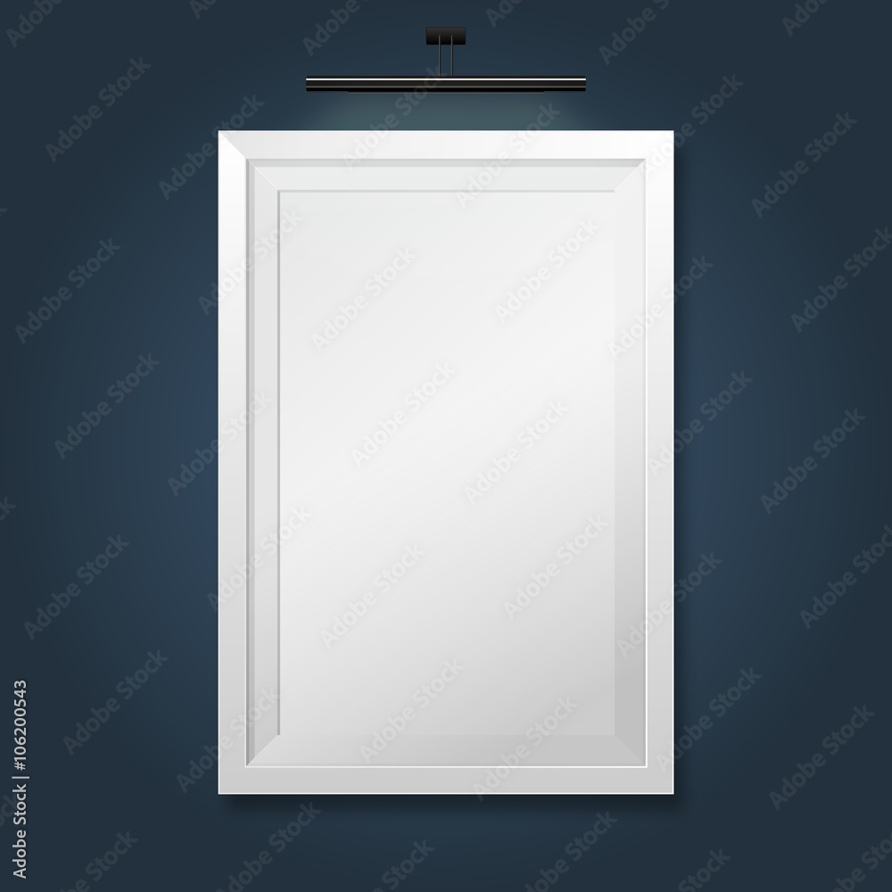 Vector empty frame to the wall with lights Vector empty frame to the wall with lights