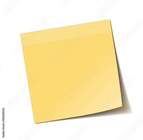 Yellow Sticky note isolated on white