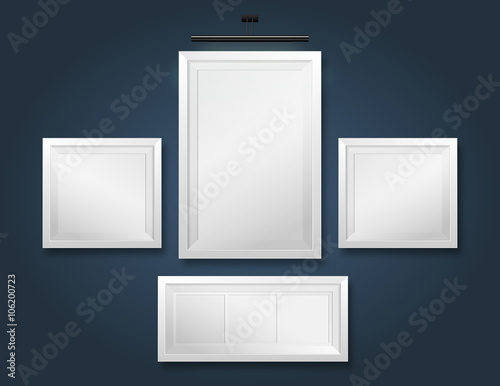 Vector empty frame to the wall with lights