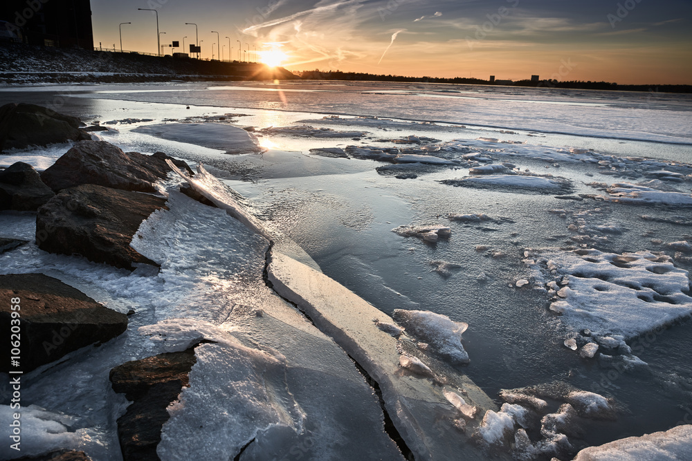 Winter Sunset Landscape