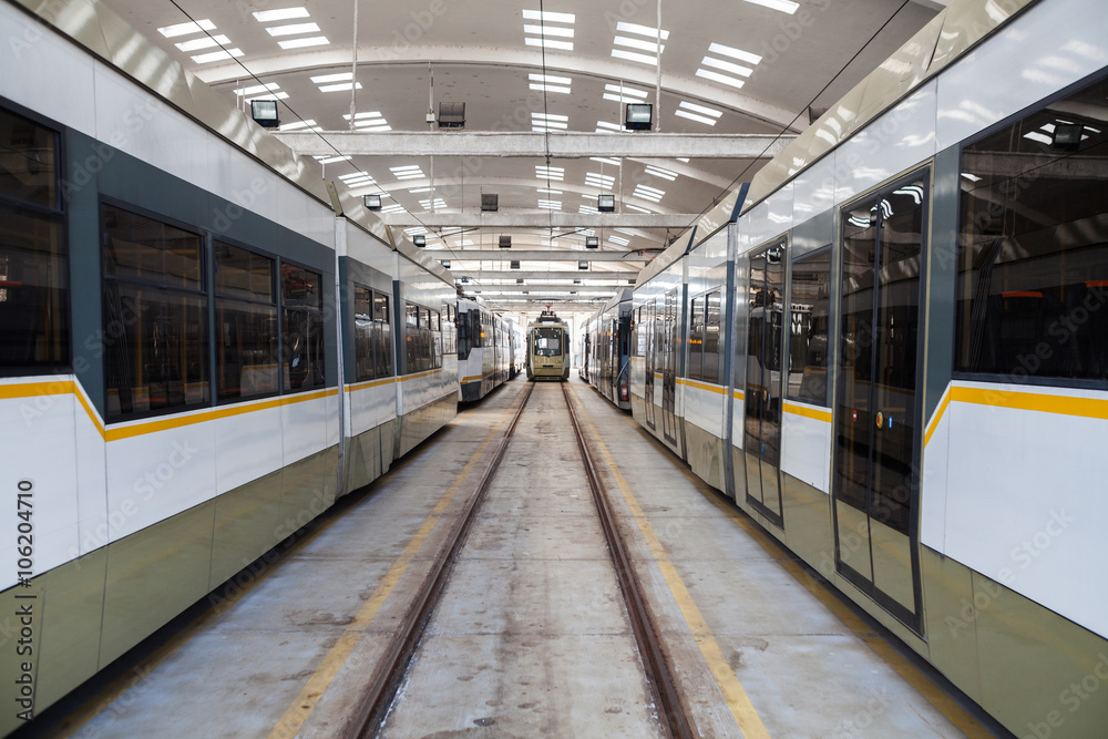 Obraz premium Trams in depot
