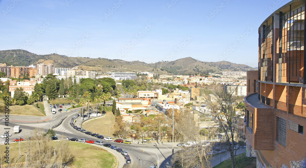Vista aérea del barrio de la Valle de Hebrón en Barcelona