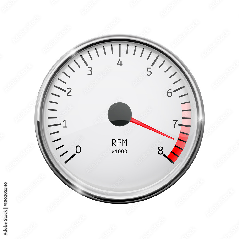 Tachometer. Realistic illustration, with chrome frame Tachometer. Realistic illustration, with chrome frame