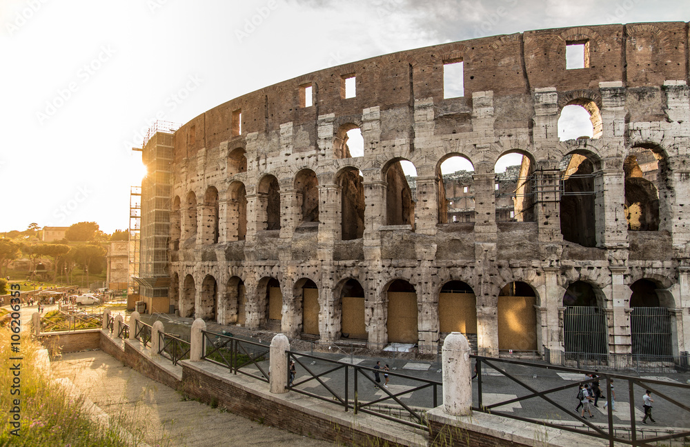 Beautiful Coliseum in the center of the Italian capital city