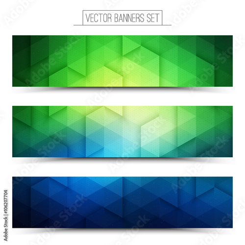 Abstract 3d vector digital internet technology web banners set. Business abstract vector. Design vector elements. Vector abstract technological background. Retro and vintage style vector web banner