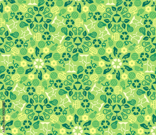 Green Ecology Background Made of Eco Icons. 
