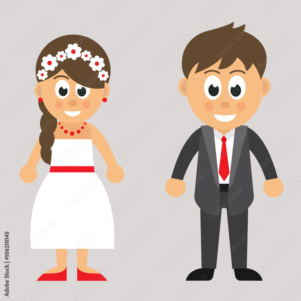cartoon man in costume and girl in dress vector cartoon man in costume and girl in dress vector