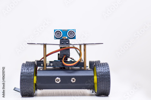 robot with eyes and wheels