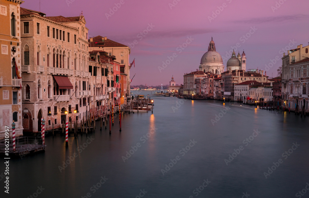 View on Canal Grande in sunset colours  as top attraction in Ven