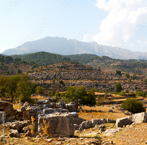 from the hill in asia turkey selge old architecture ruins and na photo