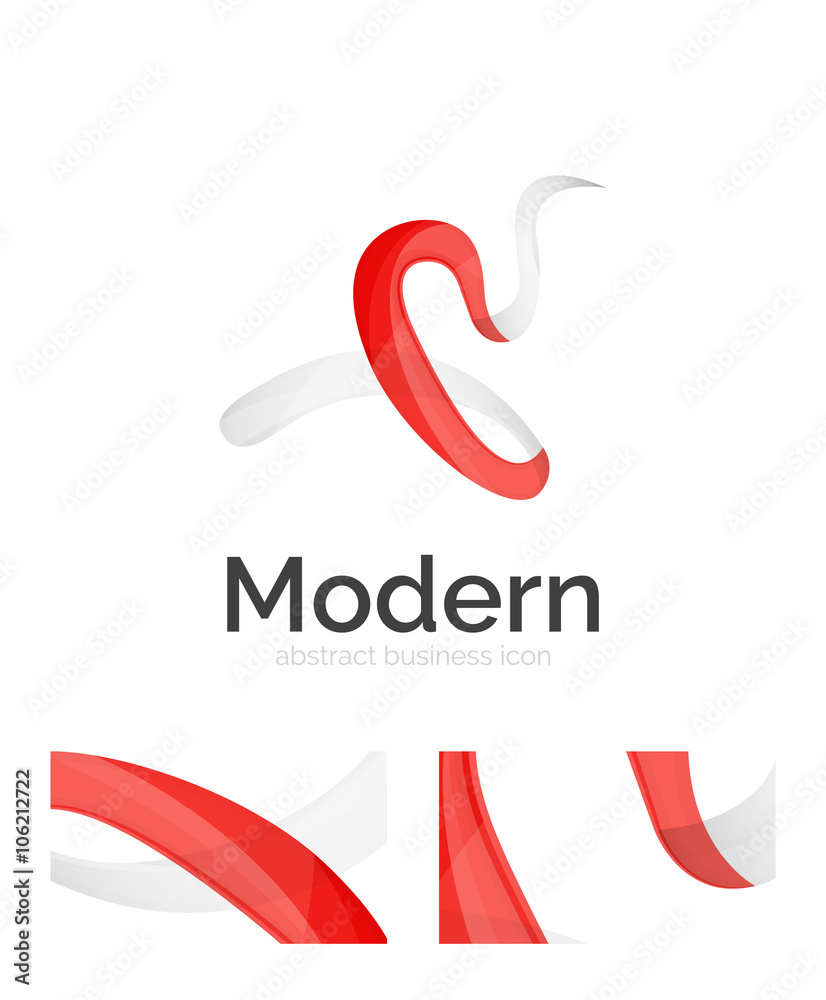 Fototapeta premium Abstract 3d swirl ribbon logo template with business card corporate identity design