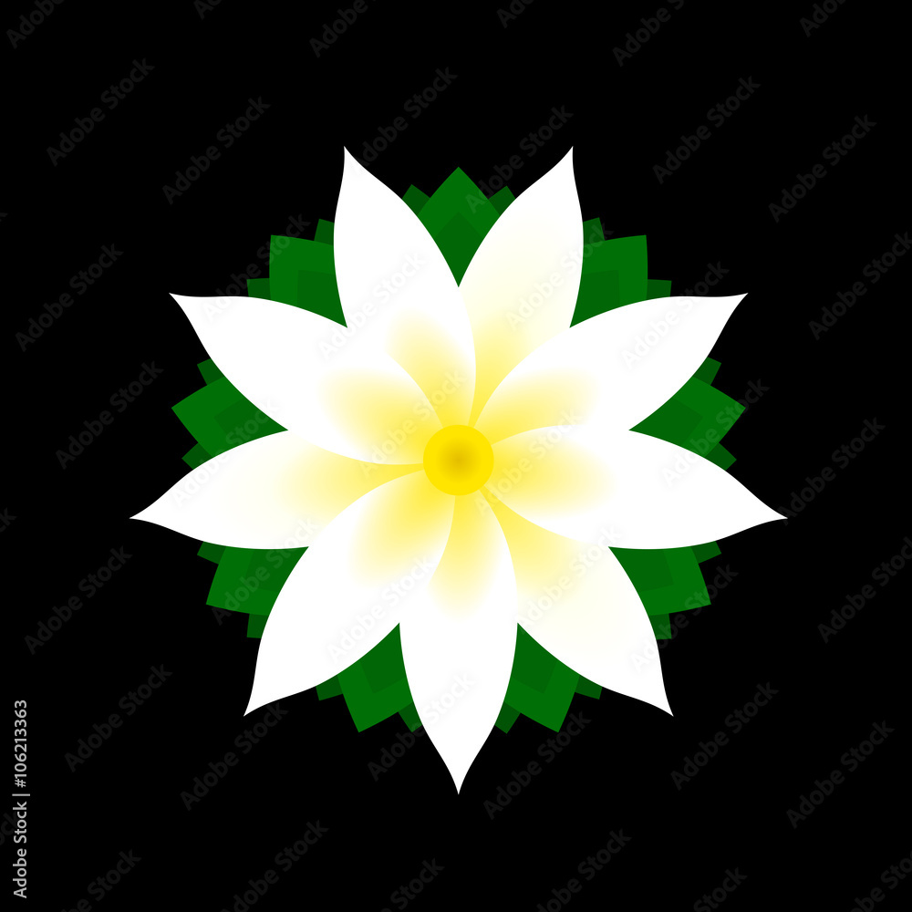 Jasmine Flower Icon on Black Background. Vector 