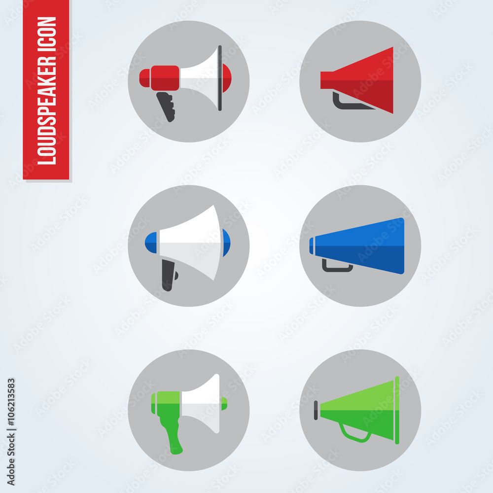Loudspeaker icon (red blue and green tone) vector set design Loudspeaker icon (red blue and green tone) vector set design