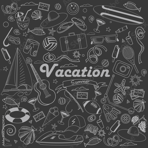 Vacation line art design vector illustration