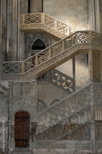 carved stone staircase inside the cathedral