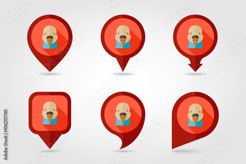 Free Download Dove flat pin map icon. Animal head vector symbol - GFXLoad
