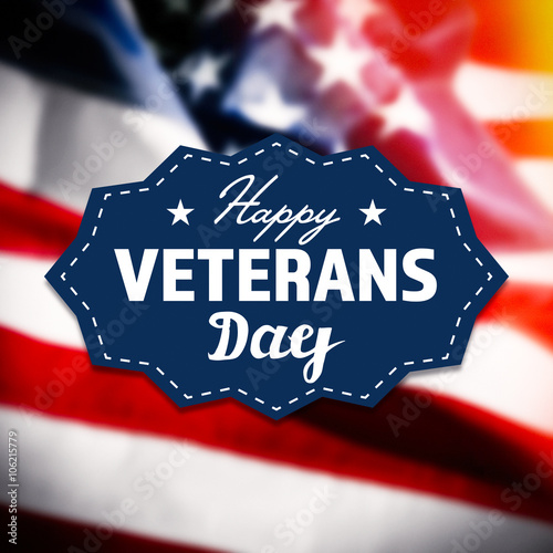 Happy Veterans Day sign on USA flag background