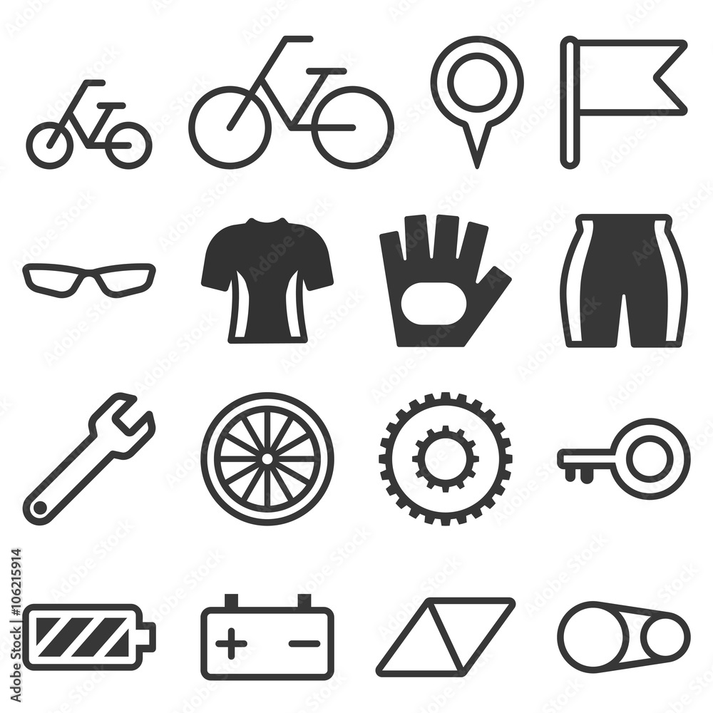 Vector bicycle icons set Vector bicycle icons set