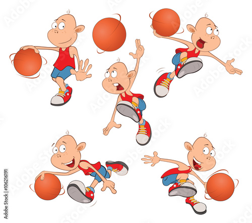  Illustration of Cute Little Boys. Basketball players