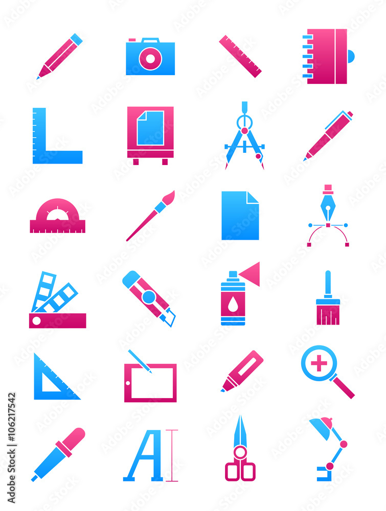 Pink-blue design icons set Pink-blue design icons set