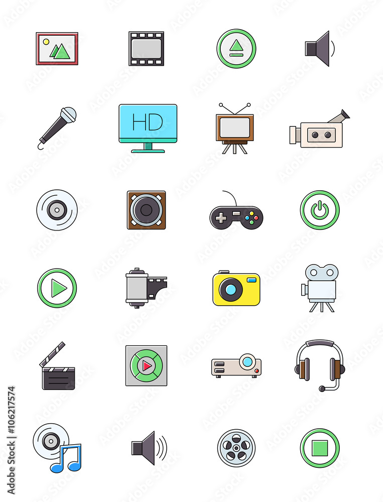 Multimedia icons set Multimedia icons set