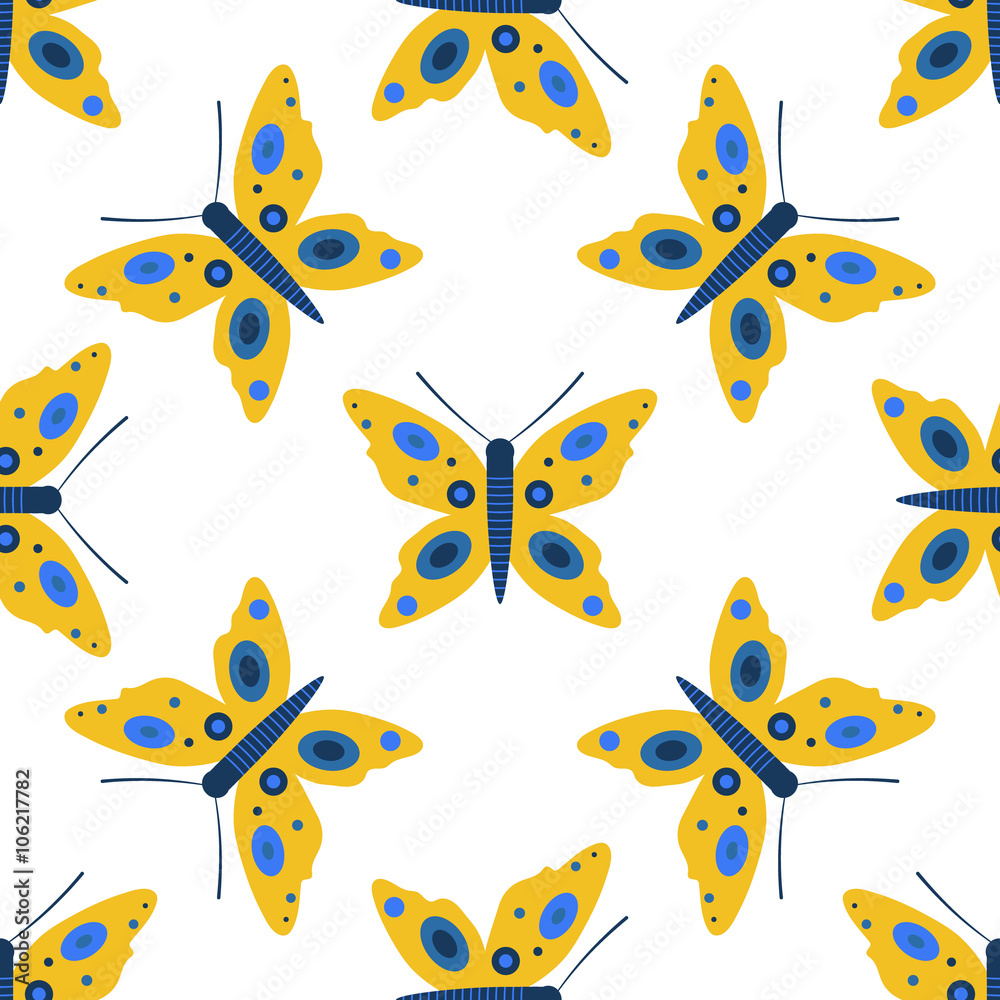 Butterfly seamless pattern. Vector illustration