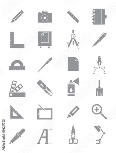 Gray design icons set