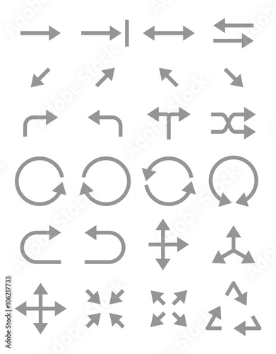 Gray arrows icons set