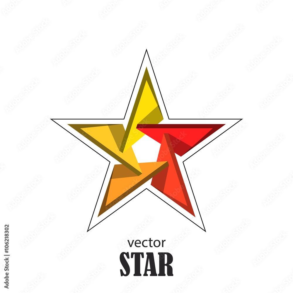 Star flat 3D abstract symbol. Popularity concept. Vector Illustration Star flat 3D abstract symbol. Popularity concept. Vector Illustration