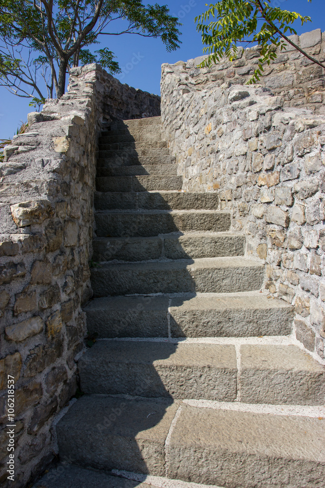 Stone stairway in the old town Budva.