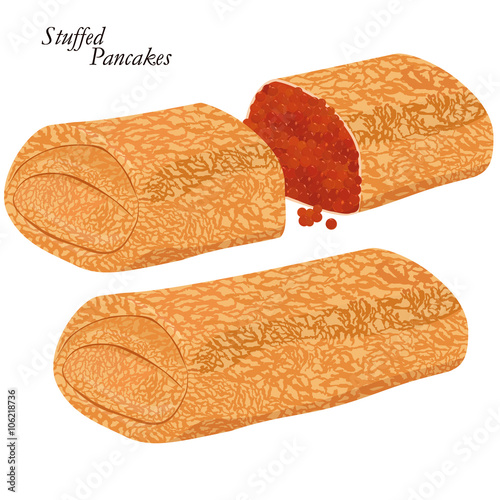 pancakes with red caviar