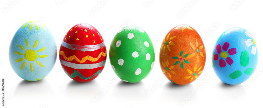 Painted Easter eggs isolated on white Painted Easter eggs isolated on white