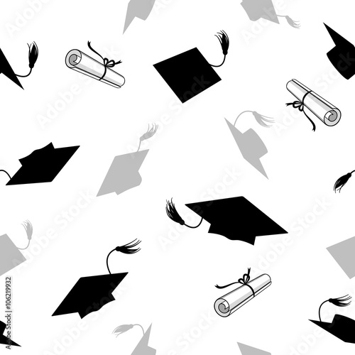 Seamless Pattern with Graduation Caps