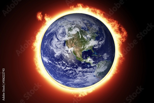 Fototapeta Naklejka Na Ścianę i Meble -  Composite image of earth in fire